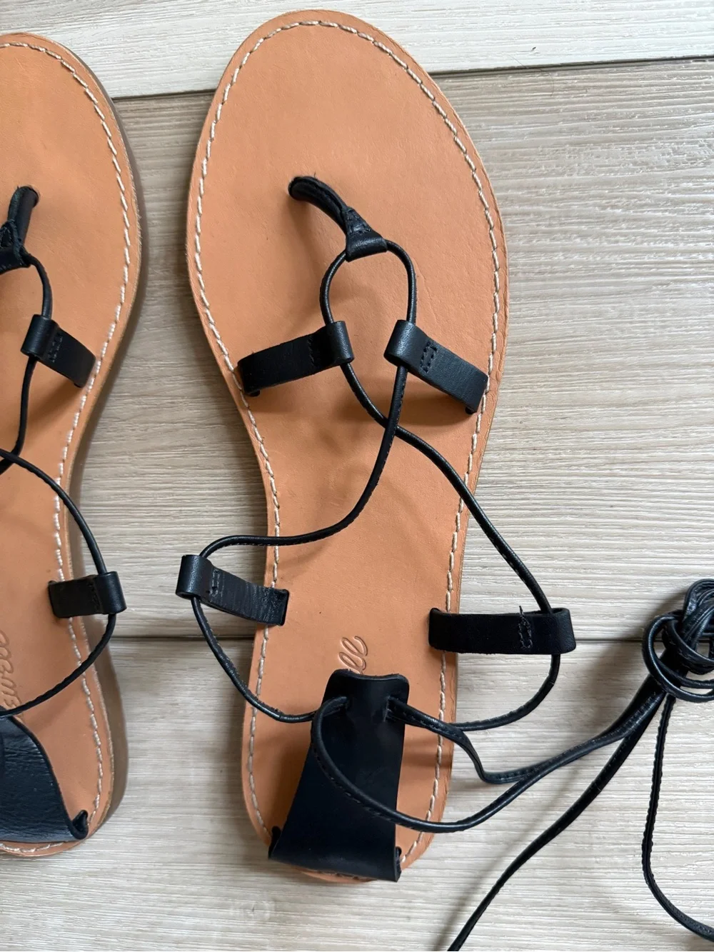 NWOT Madewell Black Lace-Up Sandals 9.5 - Picture 4 of 7